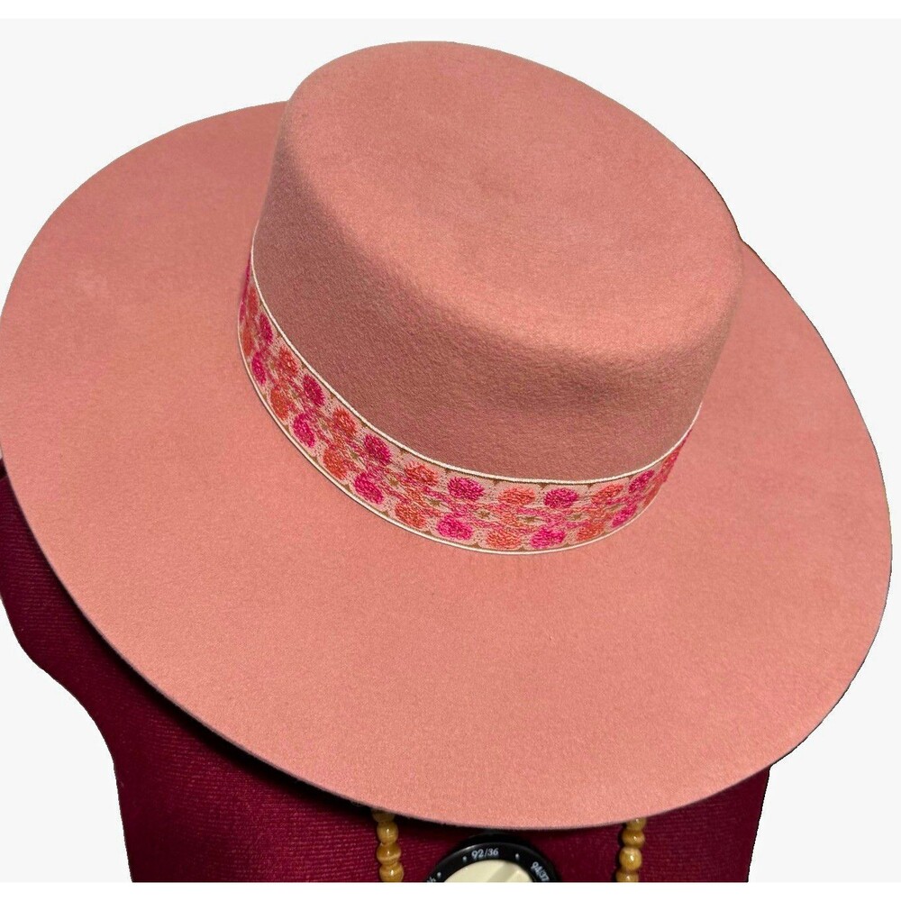 Lack of Color Sierra Rose Boater Hat Rose Pink 100% Australian Wool Medium 57cm